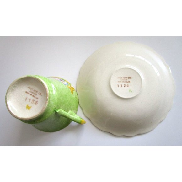 James Kent Longton England Green Cup & Saucer & Flower Handle #1156 VTG - *READ* - Picture 14 of 14